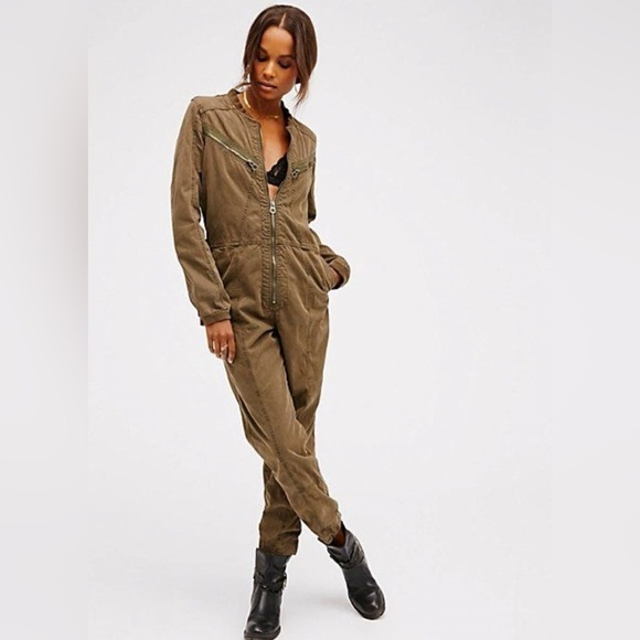 FREE PEOPLE FLEETWOOD FLIGHT SUIT ONE PIECE UTILITY JUMPSUIT SIZE 4 - Picture 1 of 11